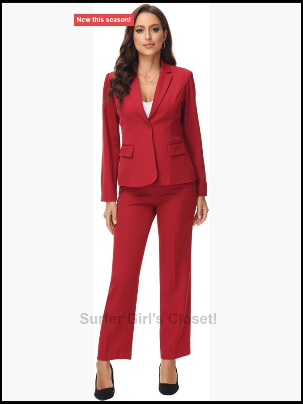 Business Pant Suit Set for Women Long Sleeve Blazer and Pants Office Work